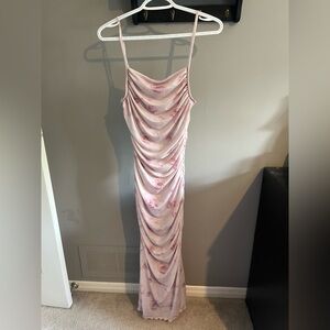 PINK ROSE PRINT MAXI DRESS